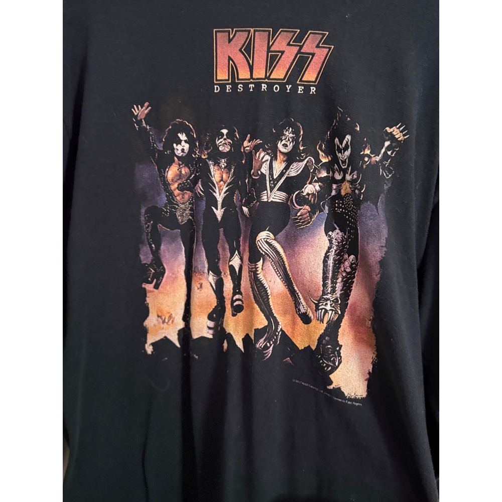 KISS Destroyer Long Sleeve T‎ Shirt Men's Black Graphic Band Tee - Picture 2 of 4